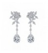 BriLove Zirconia Teardrop Earrings Silver Tone