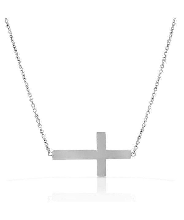 Stainless Silver tone Sideways Pendant Necklace