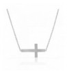 Stainless Silver tone Sideways Pendant Necklace