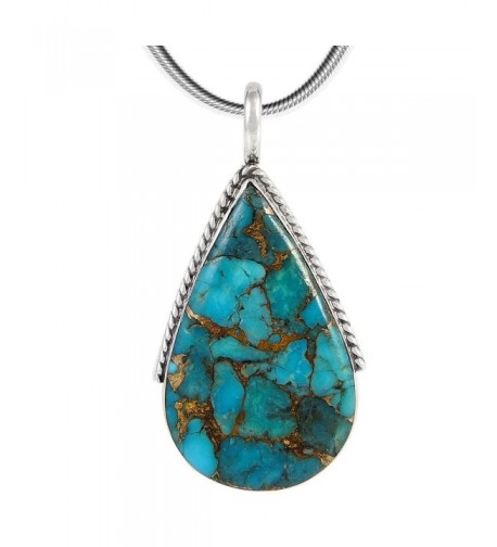 Turquoise Pendant Necklace Sterling Silver