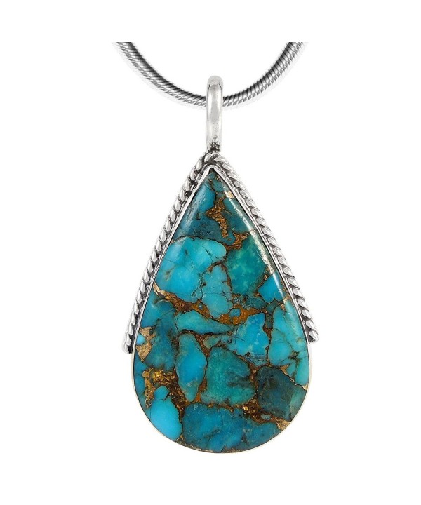 Turquoise Pendant Necklace Sterling Silver