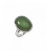 Stainless Steel Green Aventurine Oval