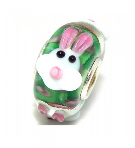 Solid Sterling Silver Green Bunny