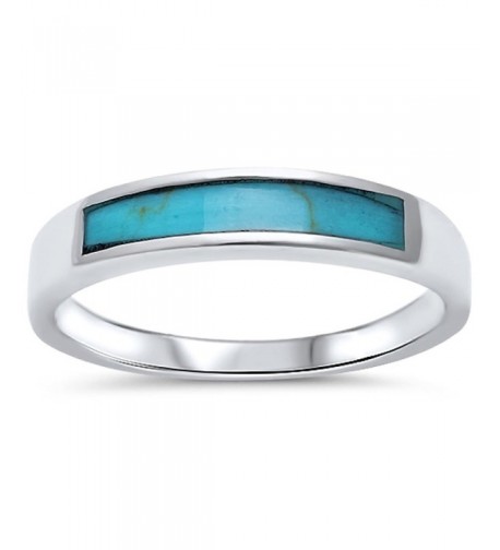 Turquoise Design Band Sterling Silver