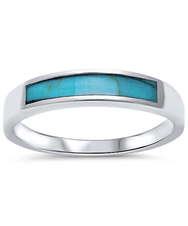 Turquoise Design Band Sterling Silver