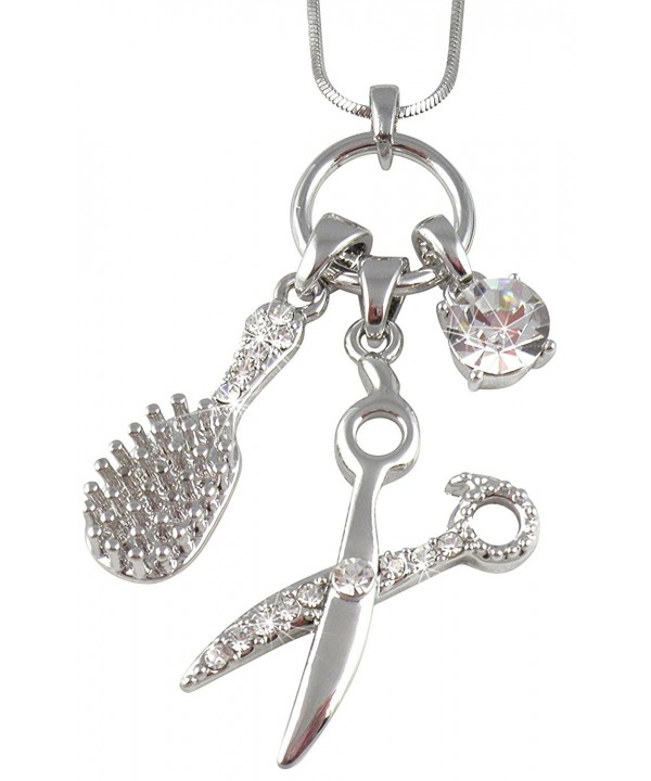 Crystal Barber Dresser Scissors Necklace