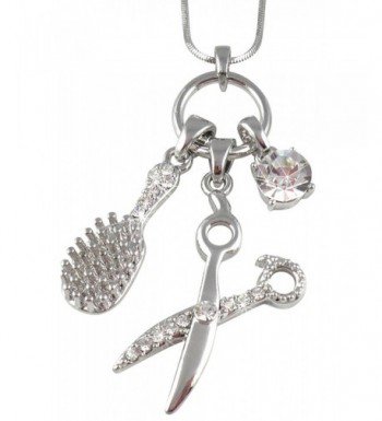 Crystal Barber Dresser Scissors Necklace