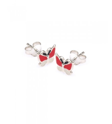 Sterling Silver Enamel Butterfly Earrings