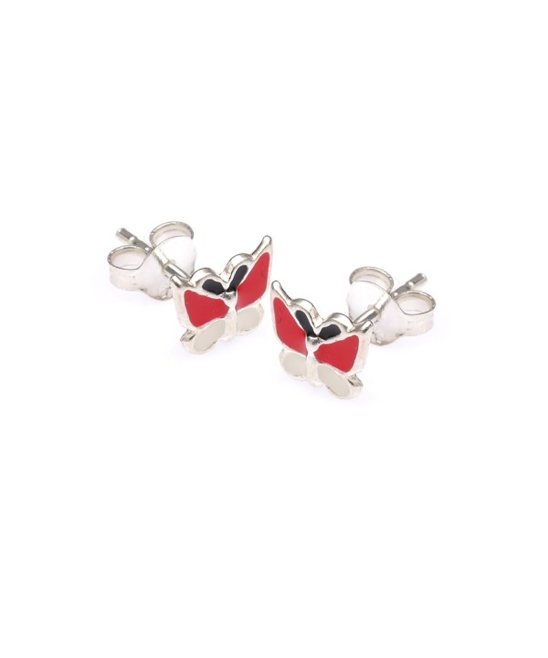 Sterling Silver Enamel Butterfly Earrings