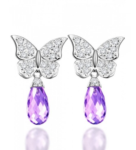 Amethyst February Birthstone Butterfly Earrings