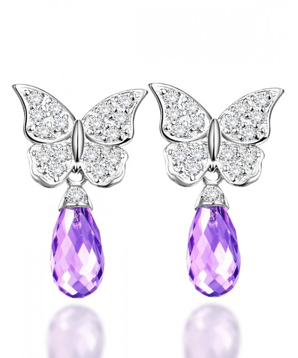 Amethyst February Birthstone Butterfly Earrings