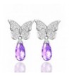 Amethyst February Birthstone Butterfly Earrings