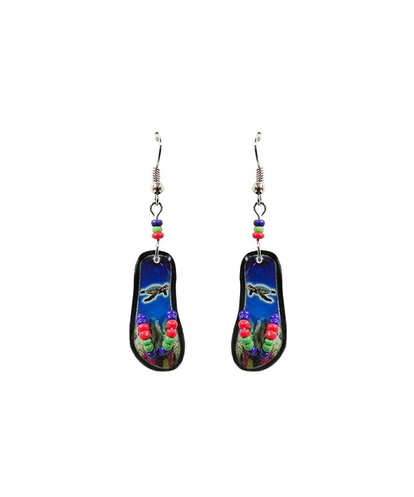 Tropical Flip Sandal Earrings Turtle