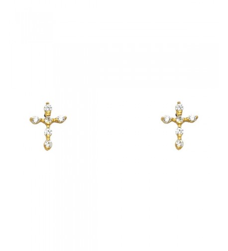 Yellow Gold Cross Earrings Screw