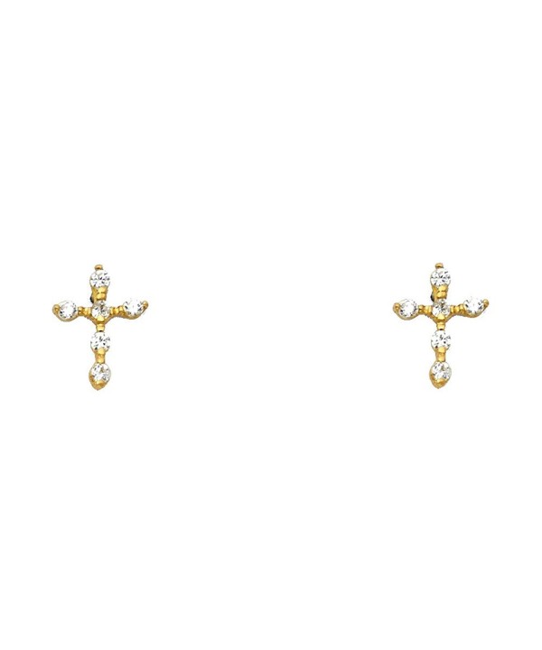 Yellow Gold Cross Earrings Screw