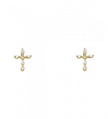 Yellow Gold Cross Earrings Screw