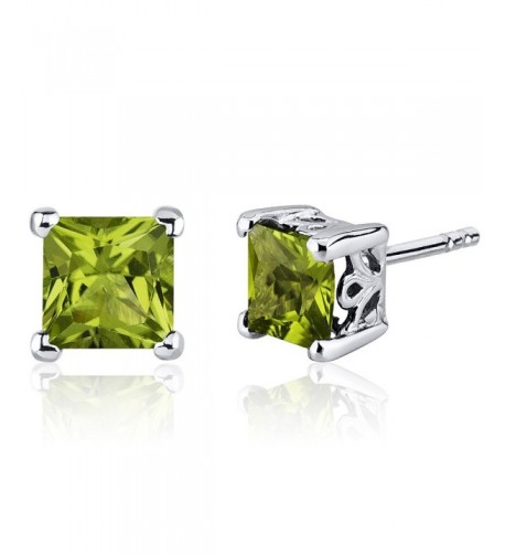 Peridot Earrings Sterling Silver Princess