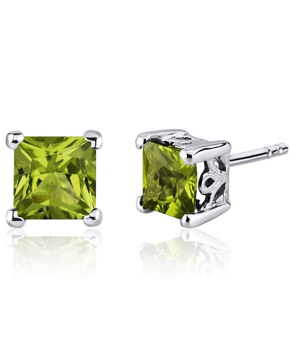 Peridot Earrings Sterling Silver Princess