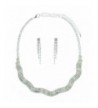 Multi Row Rhinestone Necklace Earrings Silver Tone