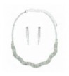 Multi Row Rhinestone Necklace Earrings Silver Tone