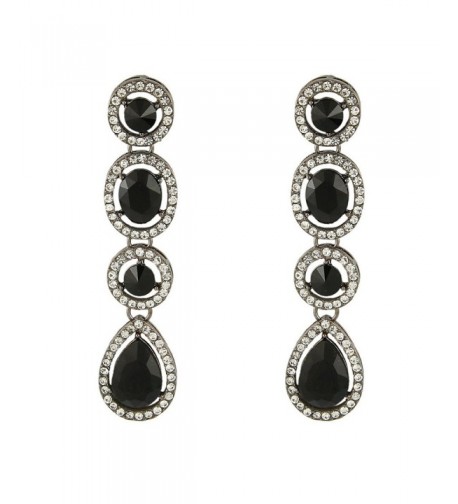 EleQueen Austrian Teardrop Earrings Black tone