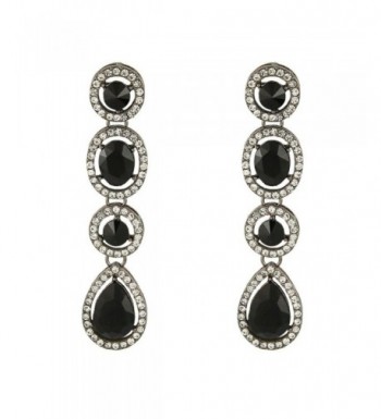 EleQueen Austrian Teardrop Earrings Black tone