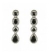 EleQueen Austrian Teardrop Earrings Black tone