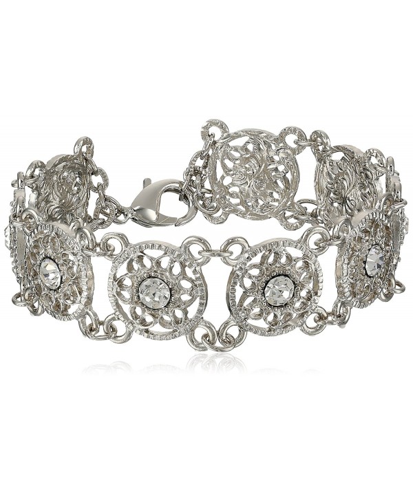 1928 Jewelry Crystal Silver Tone Bracelet