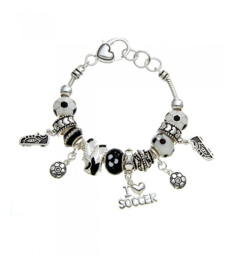 PammyJ Black Silvertone Soccer Bracelet