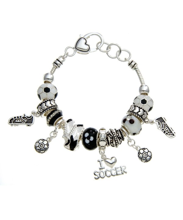 PammyJ Black Silvertone Soccer Bracelet