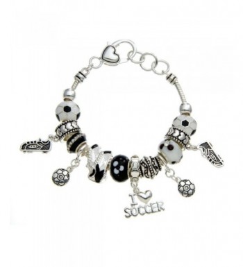 PammyJ Black Silvertone Soccer Bracelet