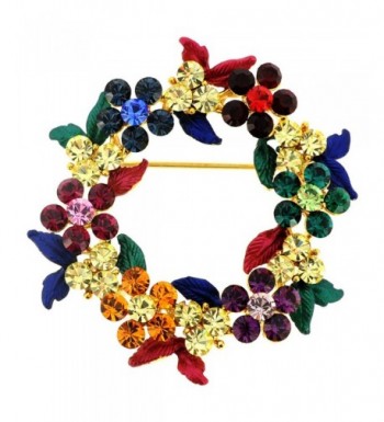 Multicolor Crystal Wreath Pin Brooch