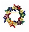 Multicolor Crystal Wreath Pin Brooch