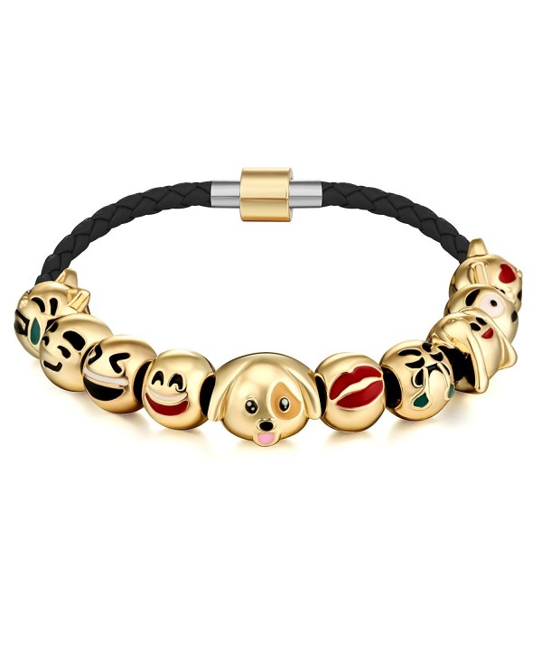 Emoticon Charms Bracelet Interchangeable Leather