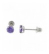 White Simulated Amethyst Screwback Earrings