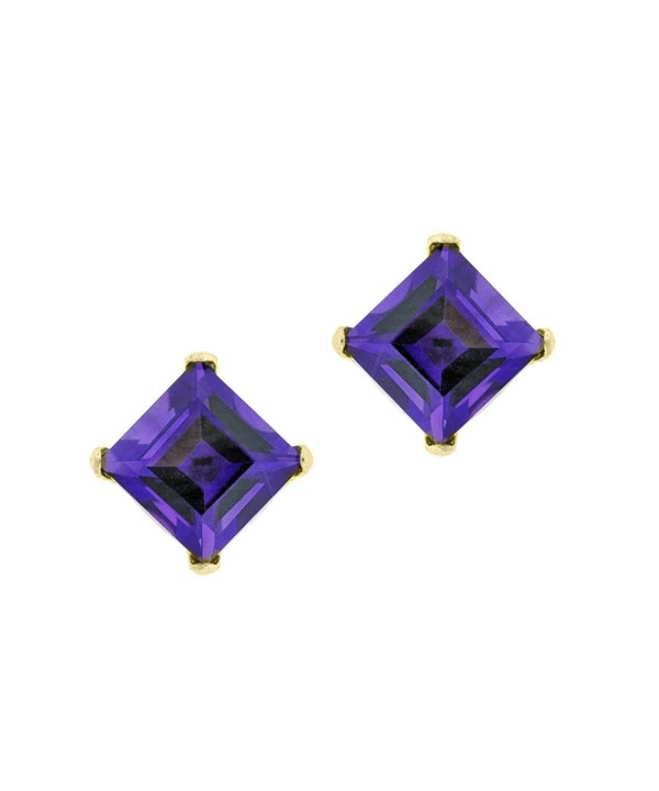 Square Purple Amethyst Yellow Earrings