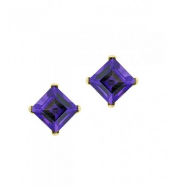 Square Purple Amethyst Yellow Earrings