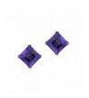 Square Purple Amethyst Yellow Earrings