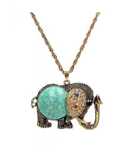 Elephant Pendant Vintage Sweater Necklace