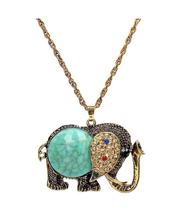 Elephant Pendant Vintage Sweater Necklace