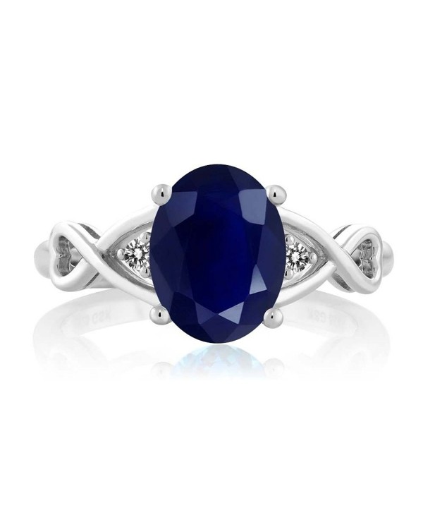 Sterling Silver Sapphire Diamond Womens