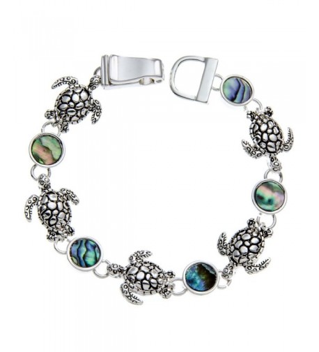 PammyJ Silvertone Abalone Bracelet Magnetic