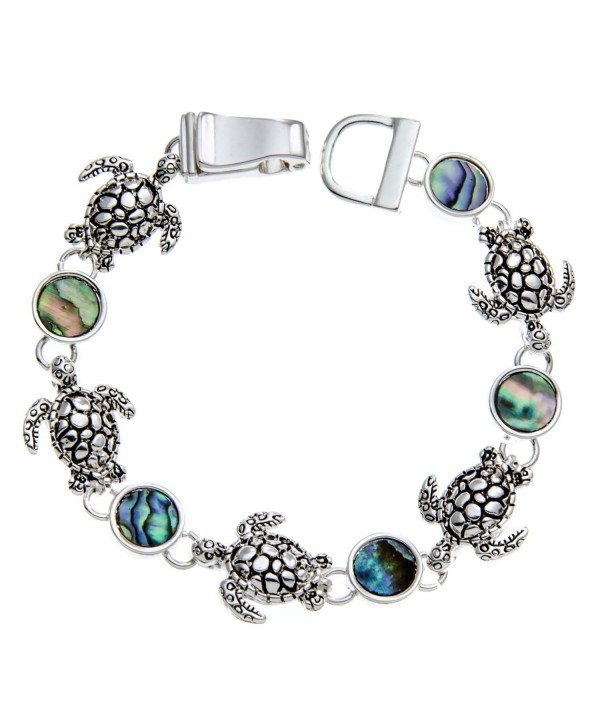 PammyJ Silvertone Abalone Bracelet Magnetic