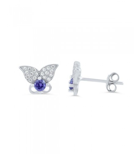 Sterling Silver Purple Butterfly Earrings