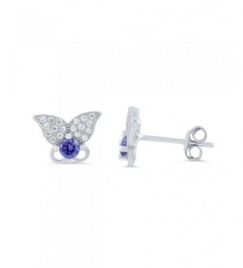 Sterling Silver Purple Butterfly Earrings