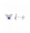 Sterling Silver Purple Butterfly Earrings