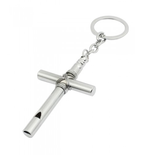 Silvery Cross Pendant Keychain Whistle