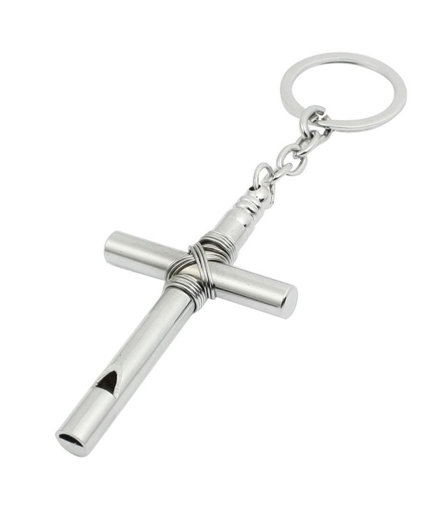 Silvery Cross Pendant Keychain Whistle