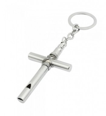 Silvery Cross Pendant Keychain Whistle