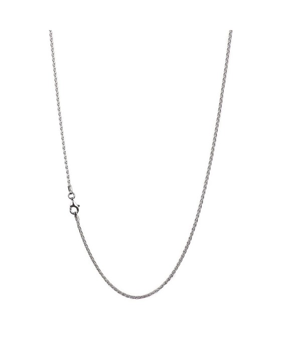 Sterling Spiga Wheat Chain Necklace Clasp RHODIUM